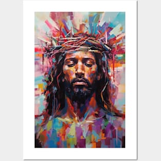 Black Abstract Art Jesus Christ Posters and Art